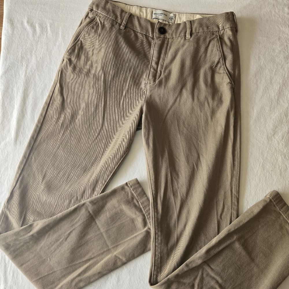 ABERCEOMBIE Boys Khaki Chino Pants, Size 15/16 Reg